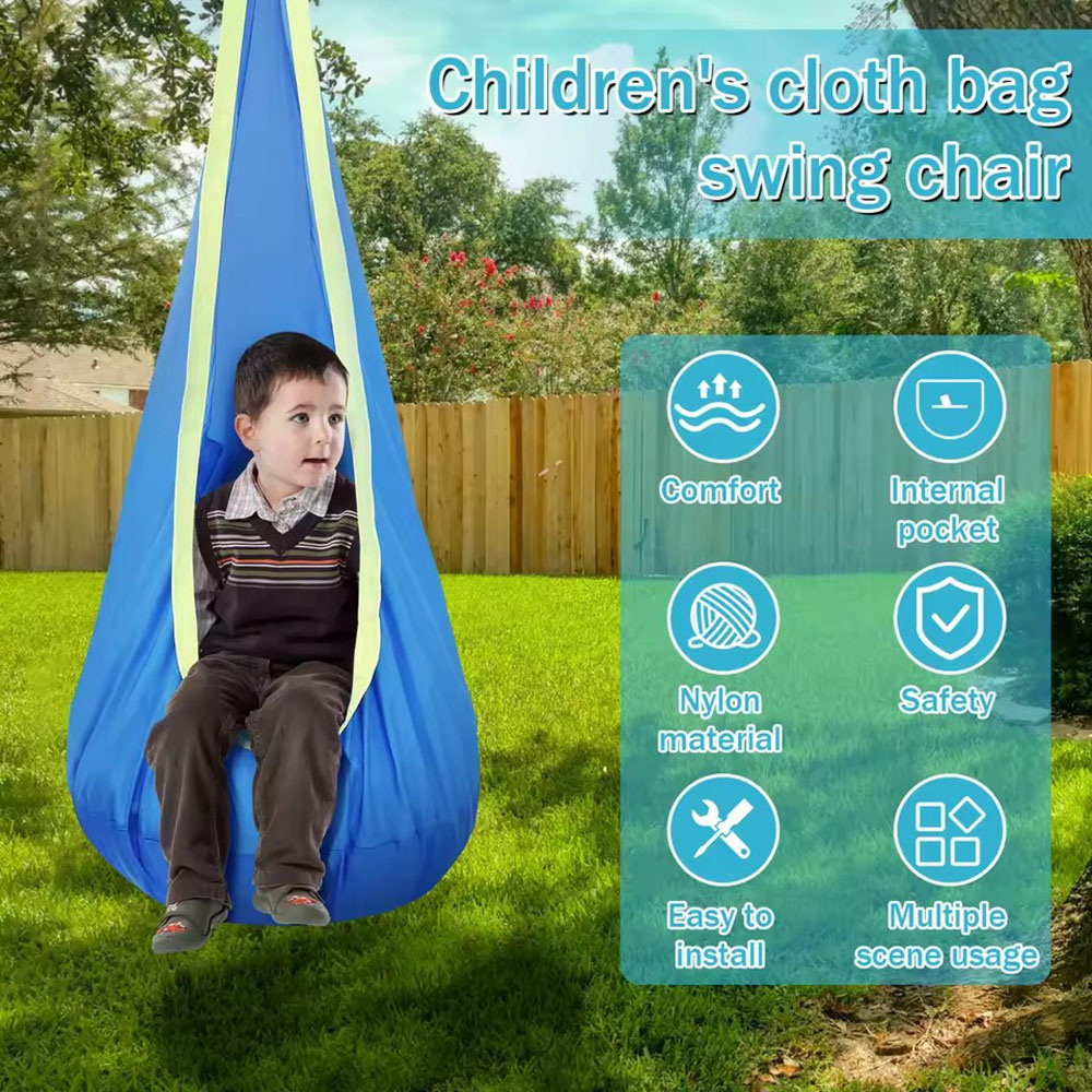 Kids Outdoor Swing And Slide - キッズポッドスイングシート ナイロン製ハンギングチェア インフレータブルクッション付き ポータブル子供用感覚スイングセット 屋内屋外用 子供用