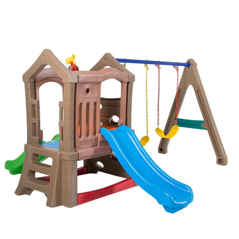 Kids Outdoor Swing And Slide - 高品質子供用屋内外兼用プラスチック製ダブルスライド遊具、キッズスライドとブランコセットの組み合わせ、ベビーガーデン用スライドおもちゃ