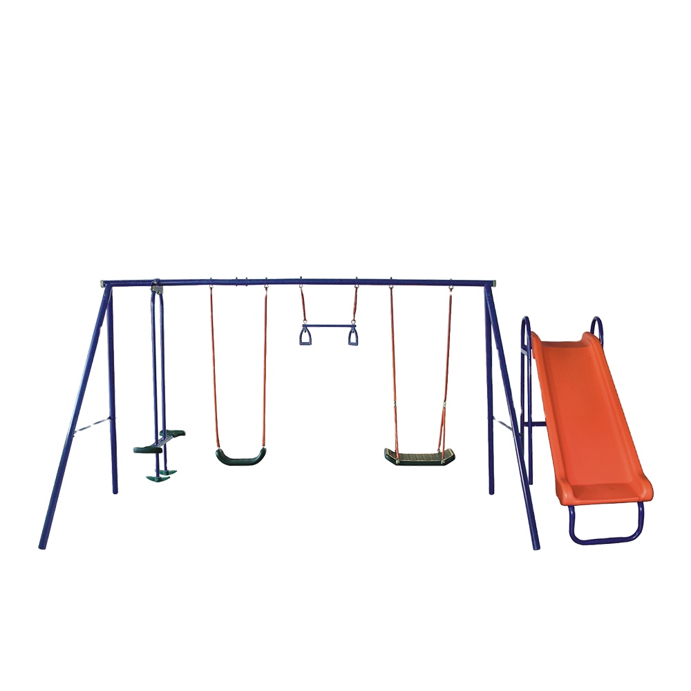 Kids Outdoor Swing And Slide - 卸売格安6ステーション屋外ガーデンキッズダブルシート遊具スイング遊具子供用スイングスライドセット