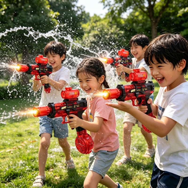 Kids Outdoor Storage - 模擬発射子供用電動水鉄砲連続射撃自動水ブラスター夏の屋外ビーチプール子供のおもちゃ
