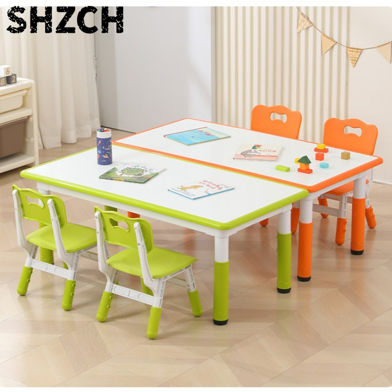 Kids Outdoor Table And Chairs - 保育園家具セット 子供保育センター家具 プラスチック製テーブル キッズテーブル＆チェアセット 高さ調節可能 取り外し可能な脚