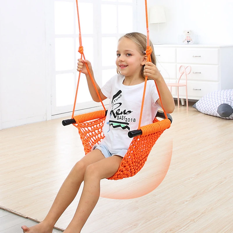 Kids Outdoor Hammock Swing - 子供用ハンモック ネストスイング 手編み遊具 室内玩具 中庭ネットロープスイング 教育用具
