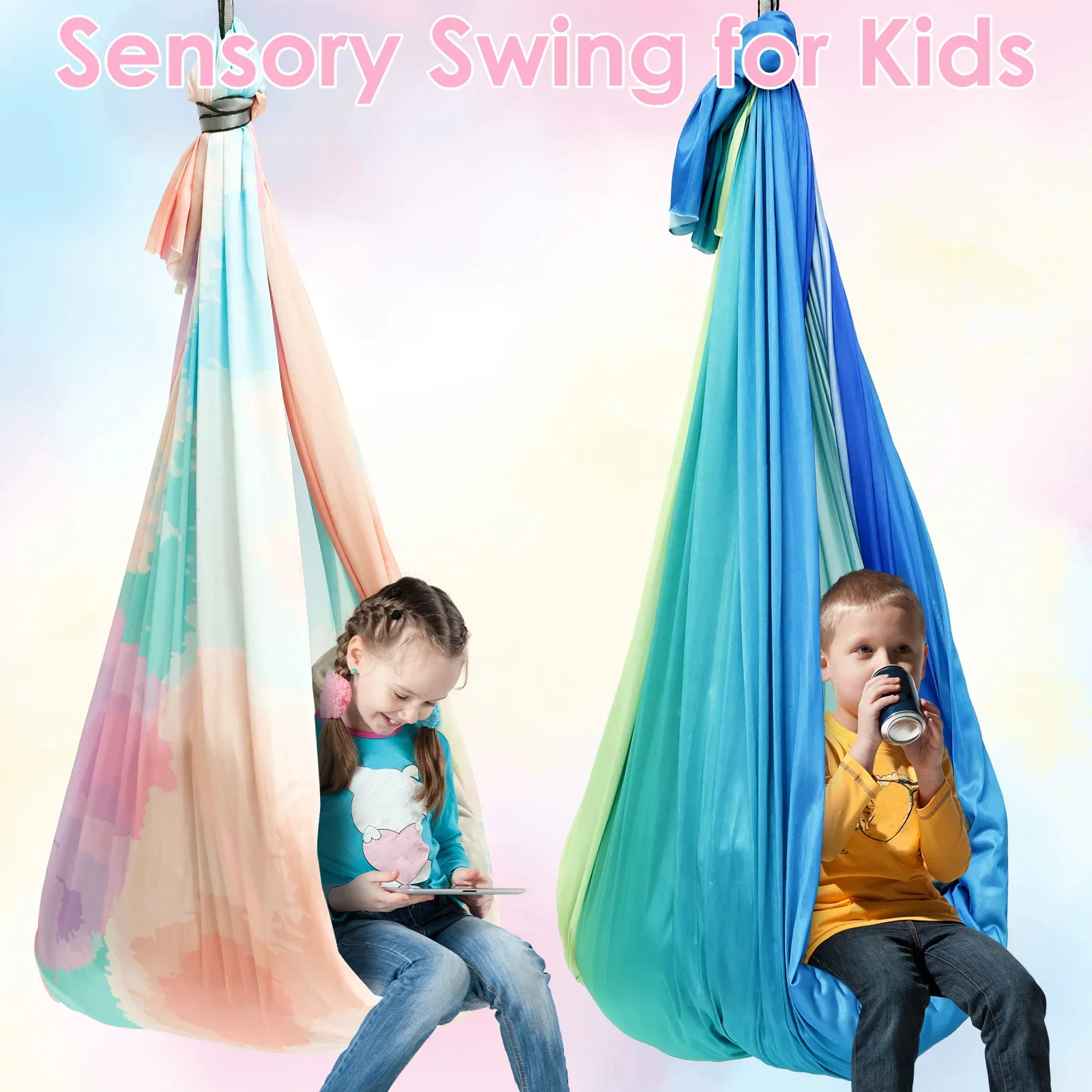 Kids Outdoor Hammock Swing - 感覚スイング 快適な子供用感覚ハンモック 耐荷重200ポンド 室内用抱っこスイング 360度回転 °