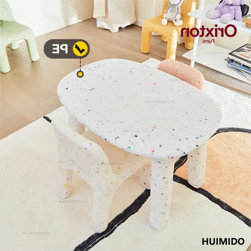 Kids Outdoor Table And Chairs - 子供用学習机と椅子セット、背もたれ付き、かわいいロースツール、小型幼稚園用屋外プラスチック製丈夫で耐久性のあるテーブル家具セット