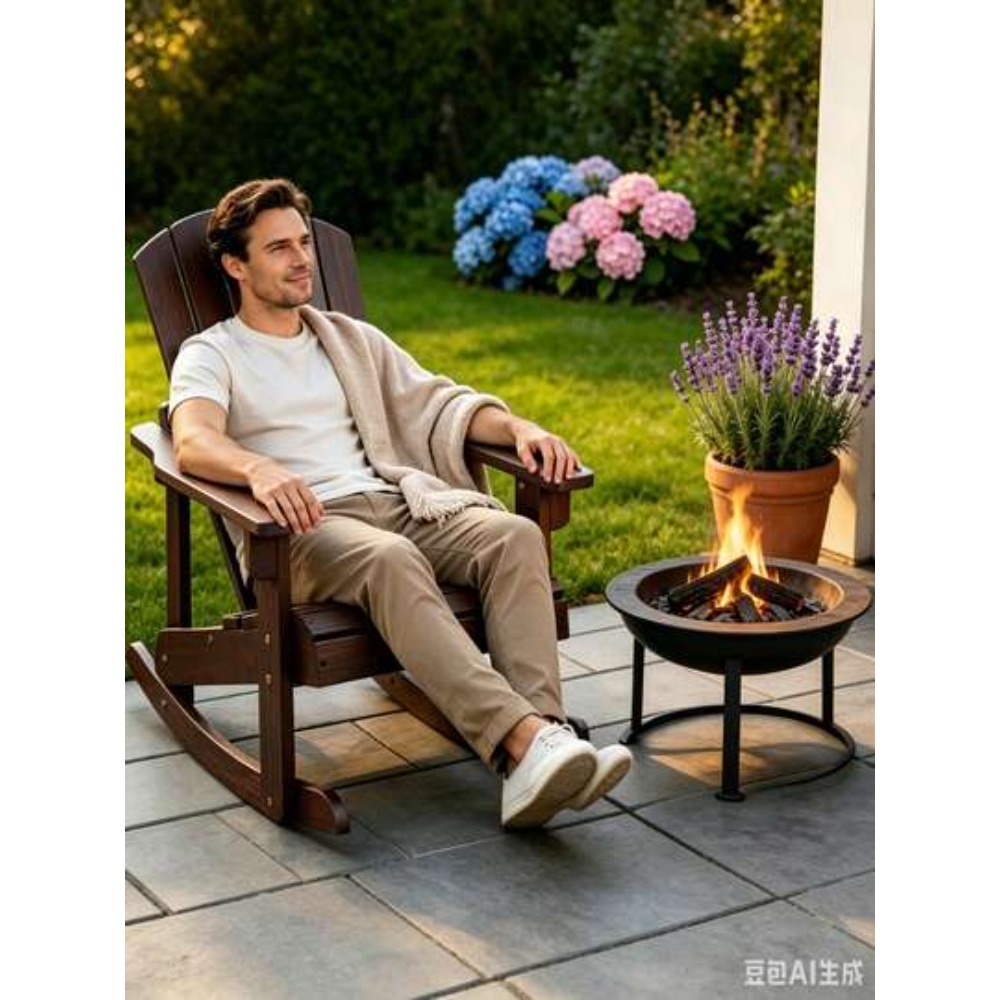 Kids Outdoor Adirondack Chair - 屋外用木製キッズアディロンダックロッキングチェア、スラットシート、幼稚園児用ロッカー、庭やパティオデッキに最適、天然のモミ材、安定した安全な頑丈な構造、屋内外使用可能、2歳から5歳までの男の子と女の子への誕生日プレゼント