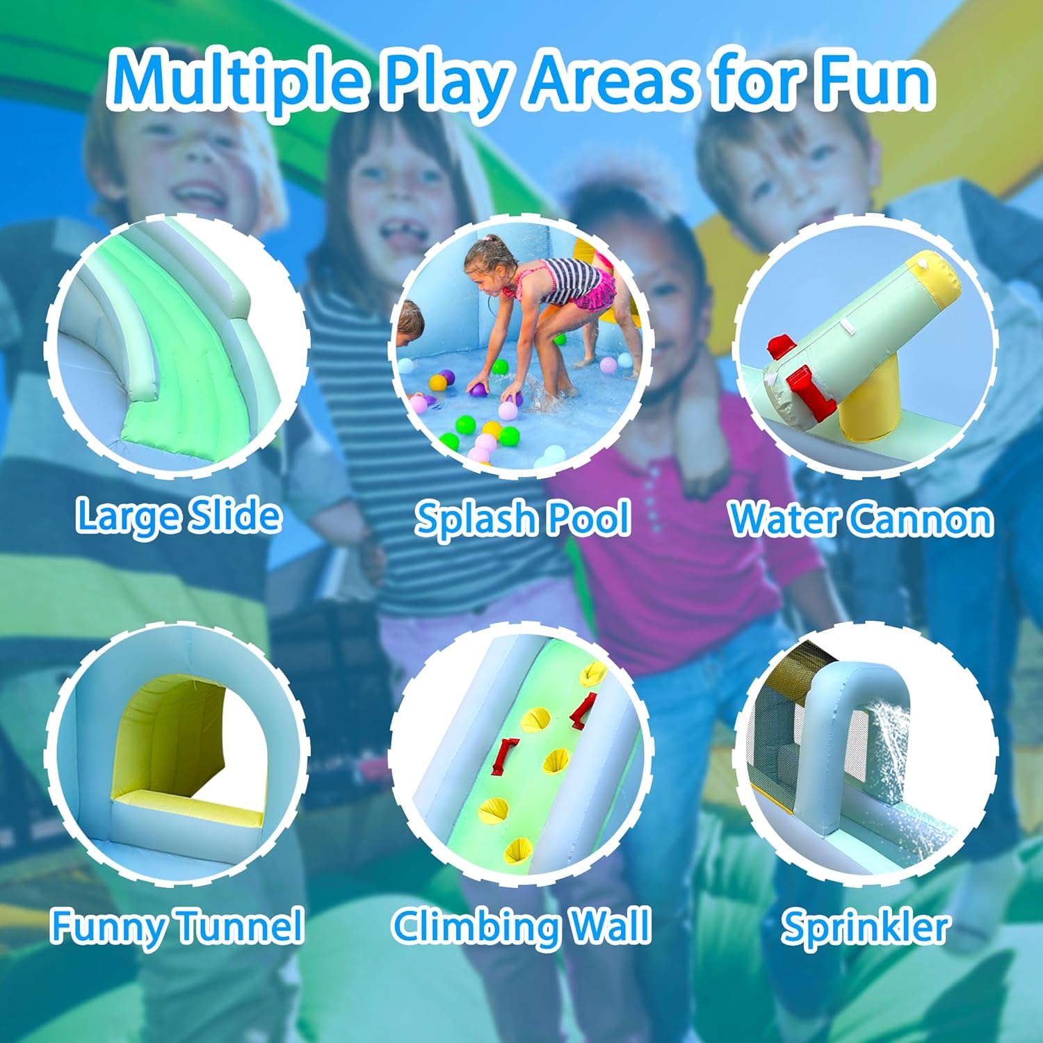6in1 インフレータブルキッズバウンスハウス ウォーターパ - Kids Outdoor Climbing のレビューと価格