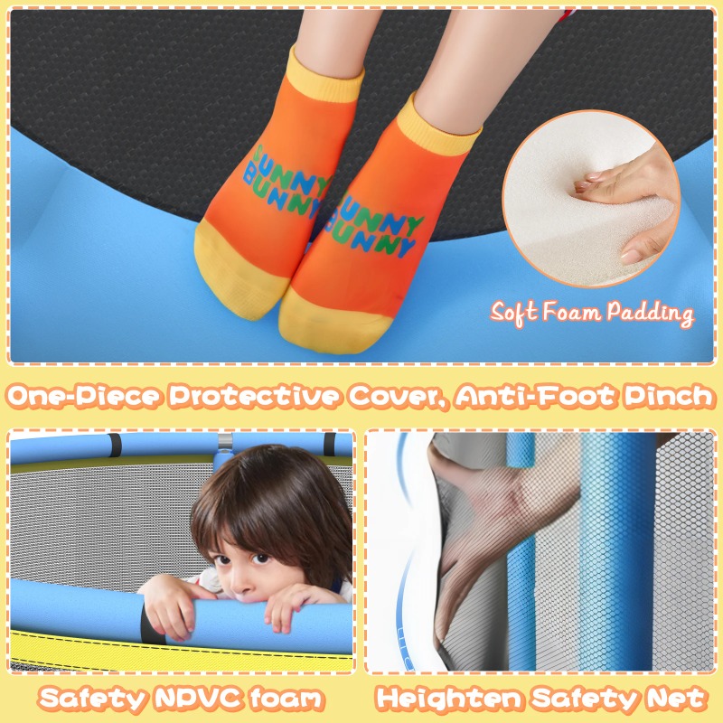 5フィート幼児用トランポリン 8in1 キッズミニトランポリ - Kids Outdoor Hammock Swing のレビューと価格
