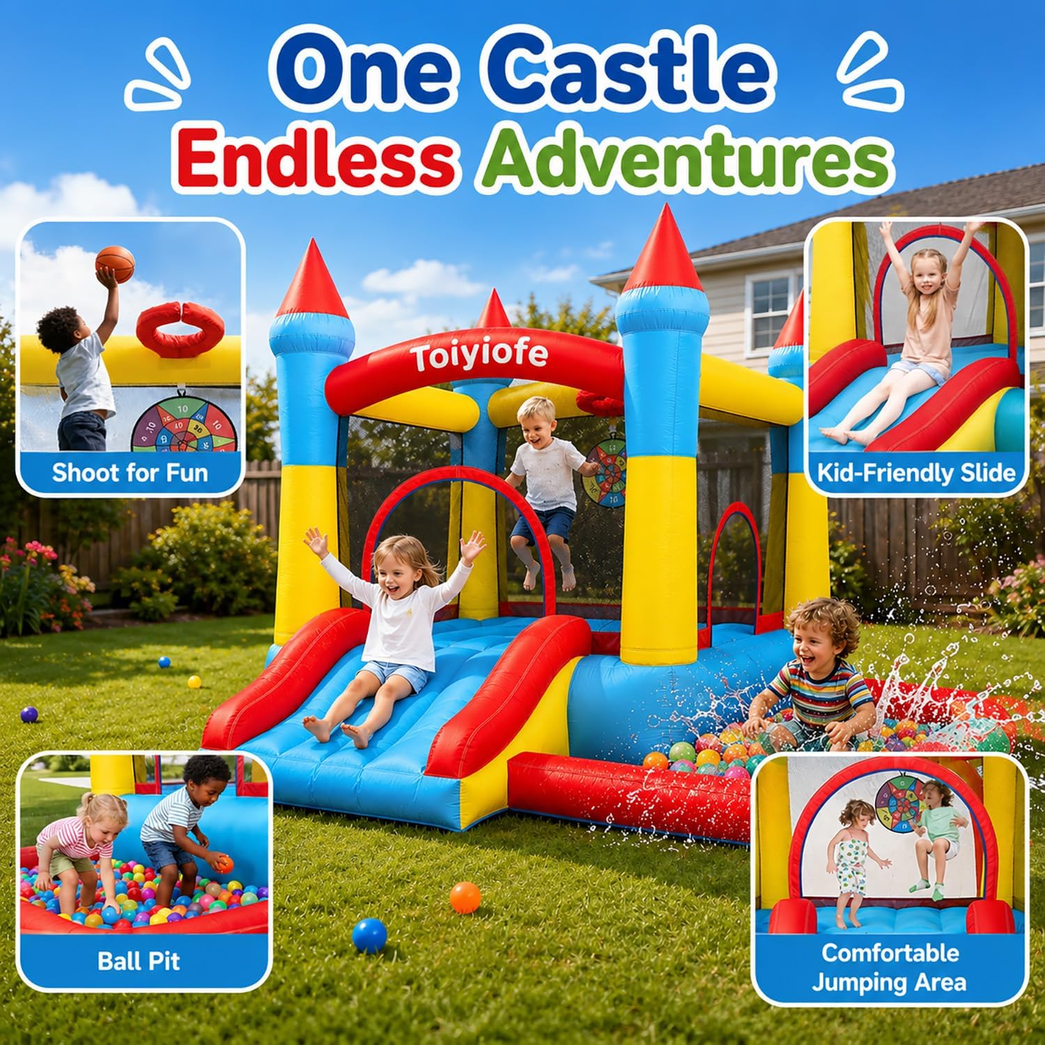子供用バウンスハウス（3～6歳）、幼児用屋内外兼用インフレー - Kids Outdoor Jump House のレビューと価格