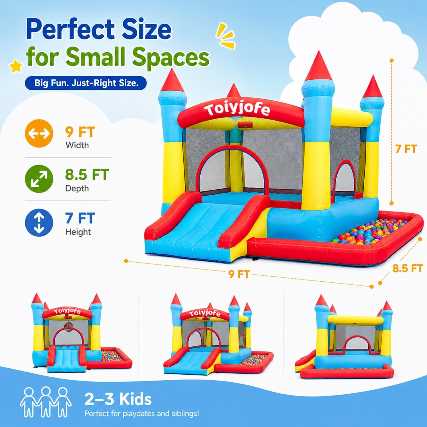子供用バウンスハウス（3～6歳）、幼児用屋内外兼用インフレー - Kids Outdoor Jump House のレビューと価格