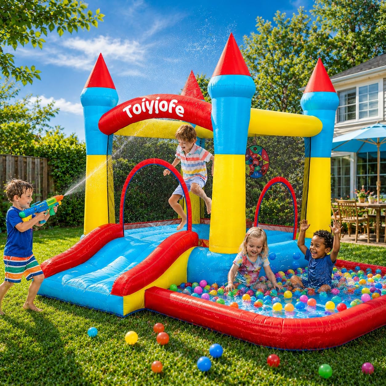 子供用バウンスハウス（3～6歳）、幼児用屋内外兼用インフレー - Kids Outdoor Jump House のレビューと価格