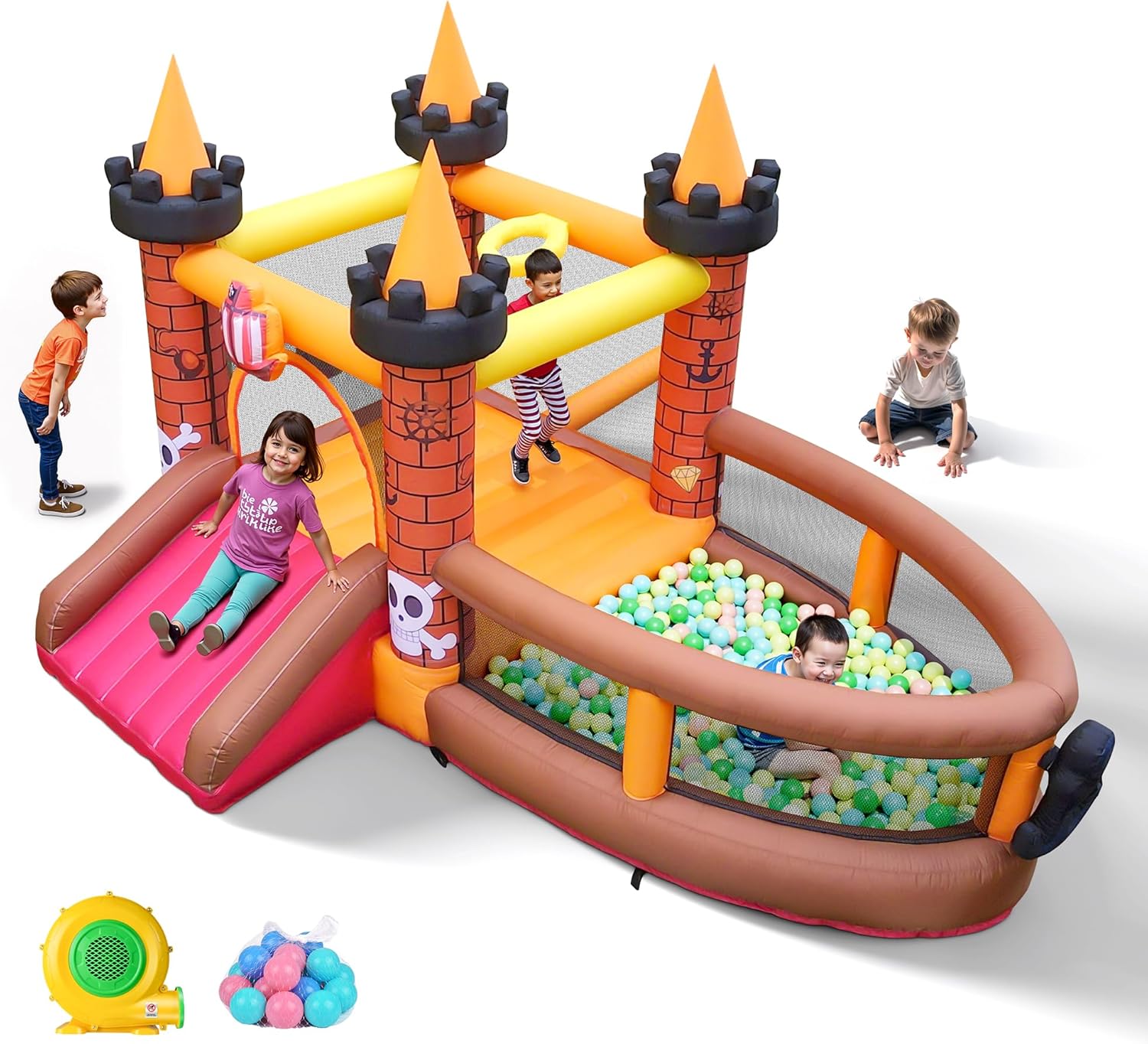 子供用インフレータブルバウンスハウス（3～8歳向け）：滑り台 - Kids Outdoor Jump House のレビューと価格