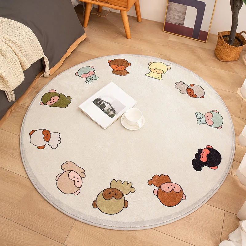 漫画かわいい動物ラウンドカーペットラウンジラグ研究寝室のフロ - Kids Outdoor Table And Chairs のレビューと価格