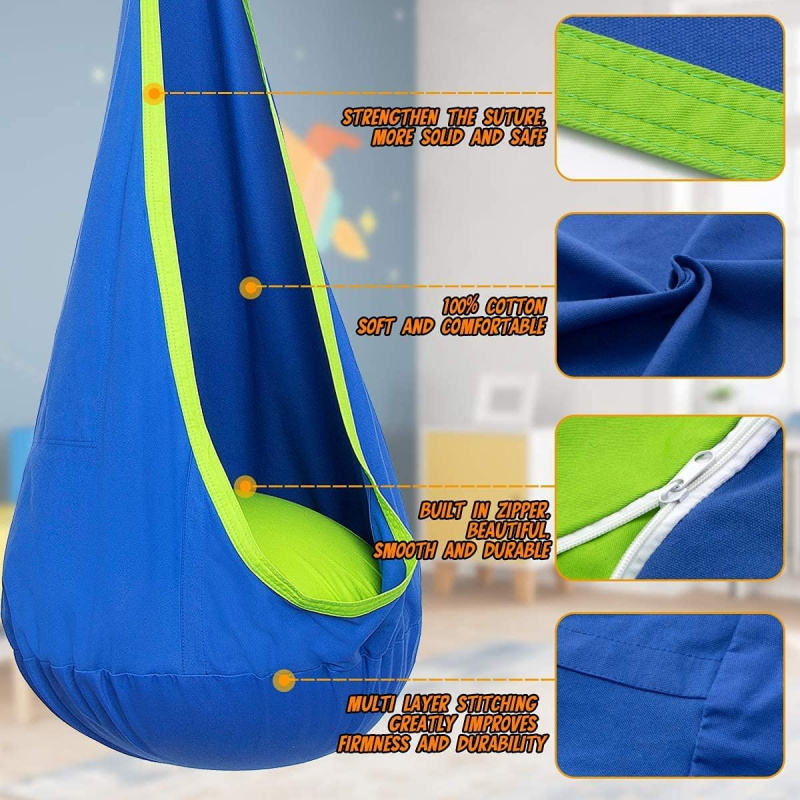 子供用ハンギングポッドスイングハンモックチェア、空気注入式ク - Kids Outdoor Hammock Swing のレビューと価格