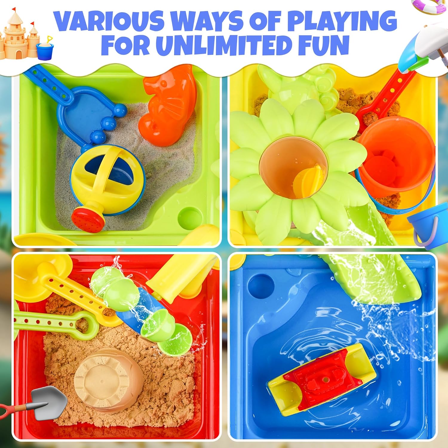 幼児用夏のウォーターテーブル 25 個 4 in 1 子供用 - Kids Outdoor Activity Toys のレビューと価格