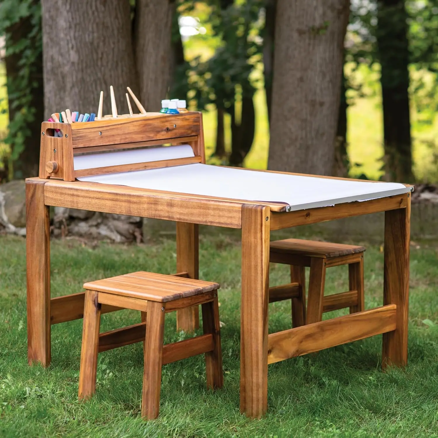アカディア屋外用アートテーブル＆スツールセット：子供用アカシ - Kids Outdoor Table And Chairs のレビューと価格