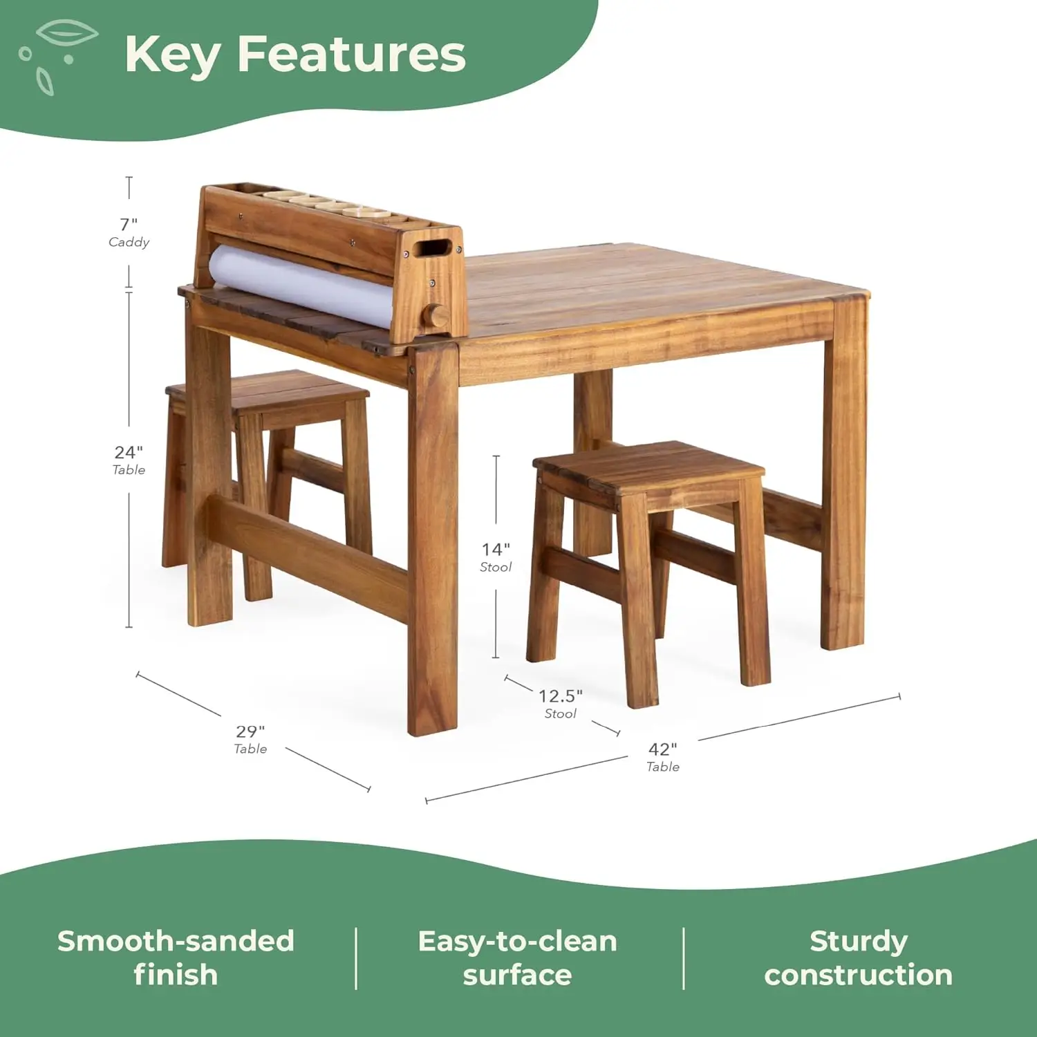 アカディア屋外用アートテーブル＆スツールセット：子供用アカシ - Kids Outdoor Table And Chairs のレビューと価格
