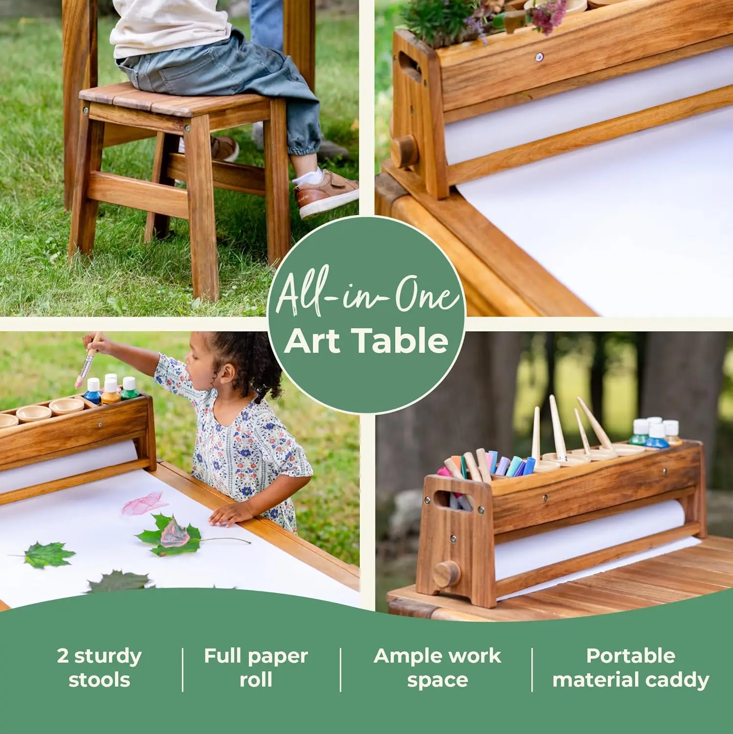 アカディア屋外用アートテーブル＆スツールセット：子供用アカシ - Kids Outdoor Table And Chairs のレビューと価格