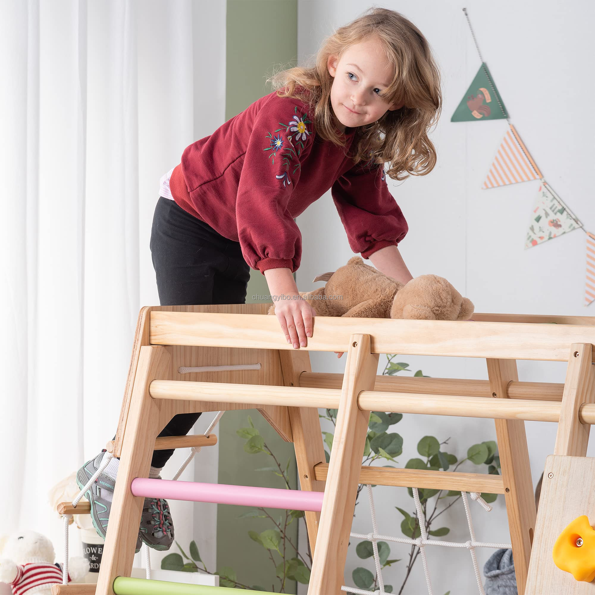 クライミングウォール遊園地製品 木製滑り台とブランコセット  - Kids Outdoor Climbing のレビューと価格