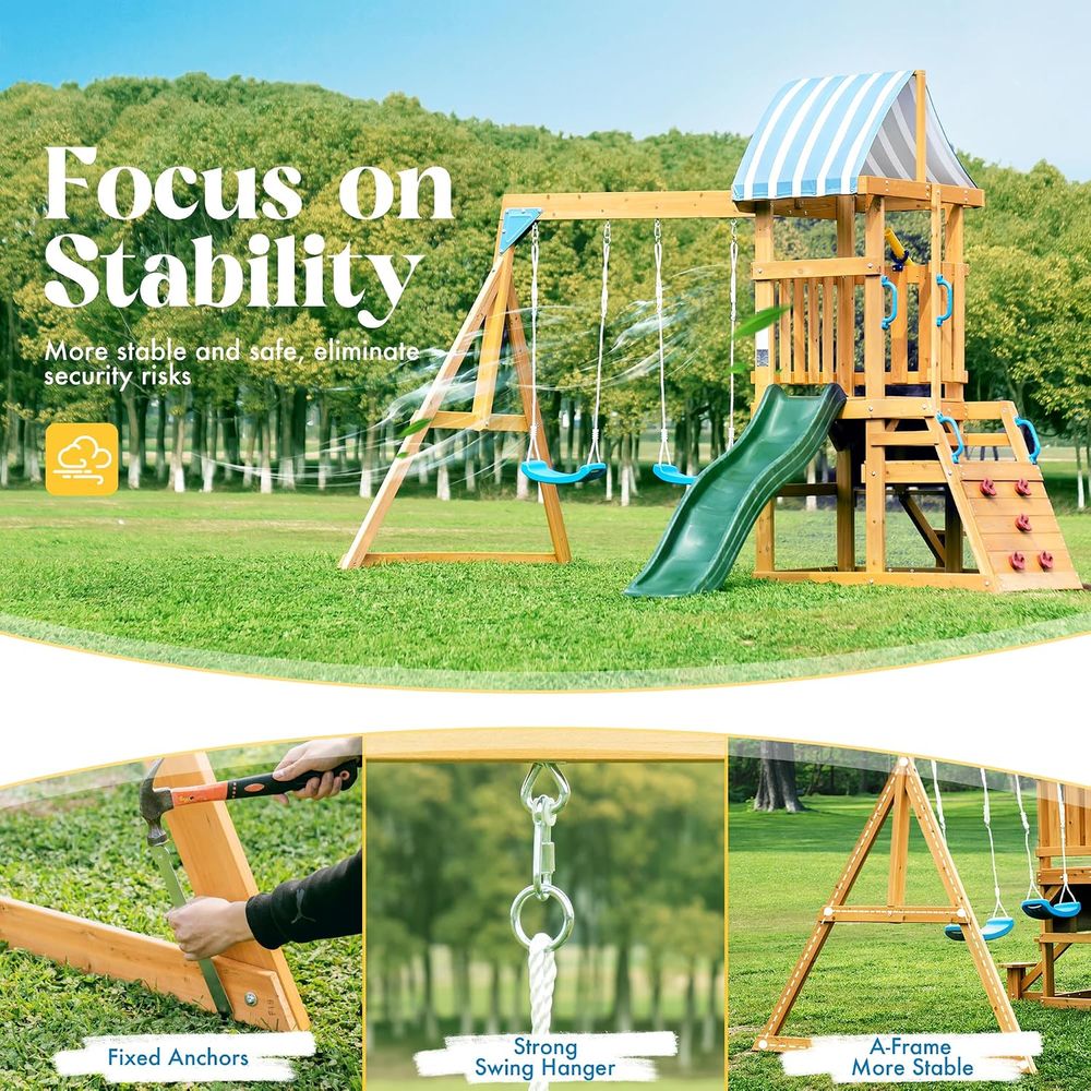 スイングツーチェアまたはアックヤード、木製スイング、2つのス - Kids Outdoor Swing And Slide のレビューと価格