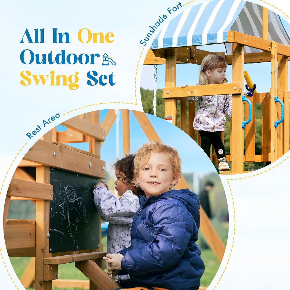 スイングツーチェアまたはアックヤード、木製スイング、2つのス - Kids Outdoor Swing And Slide のレビューと価格