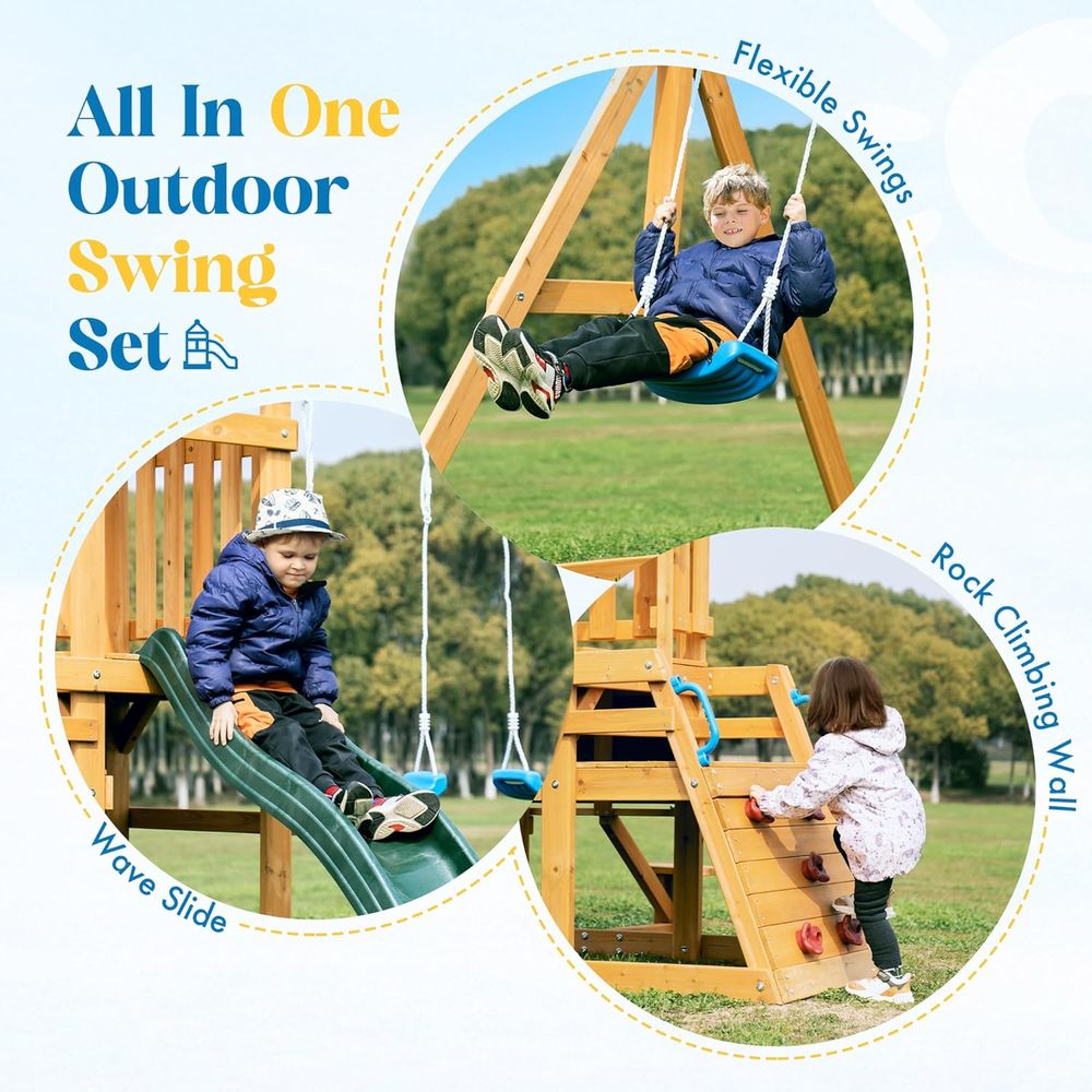 スイングツーチェアまたはアックヤード、木製スイング、2つのス - Kids Outdoor Swing And Slide のレビューと価格