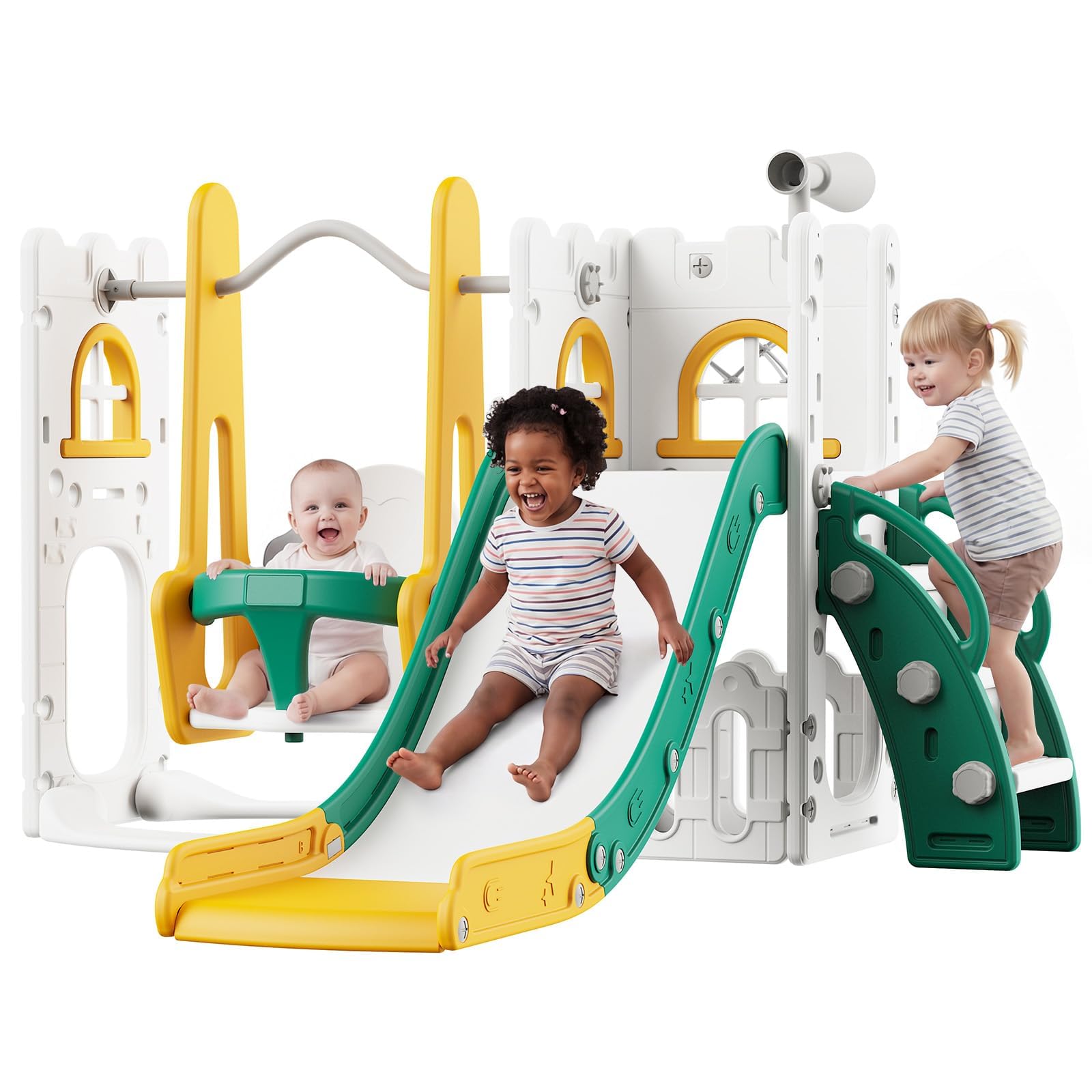 7 in 1 幼児用スライド＆スイングセット 室内・屋外用キ - Kids Outdoor Swing And Slide のレビューと価格