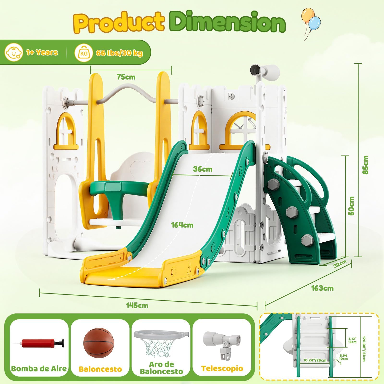 7 in 1 幼児用スライド＆スイングセット 室内・屋外用キ - Kids Outdoor Swing And Slide のレビューと価格