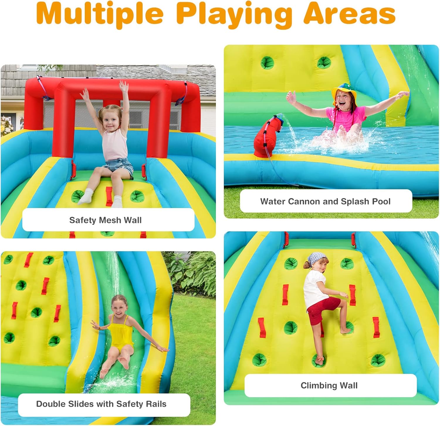 巨大な子供用インフレータブルウォータースライド、2つの長いス - Kids Outdoor Climbing のレビューと価格