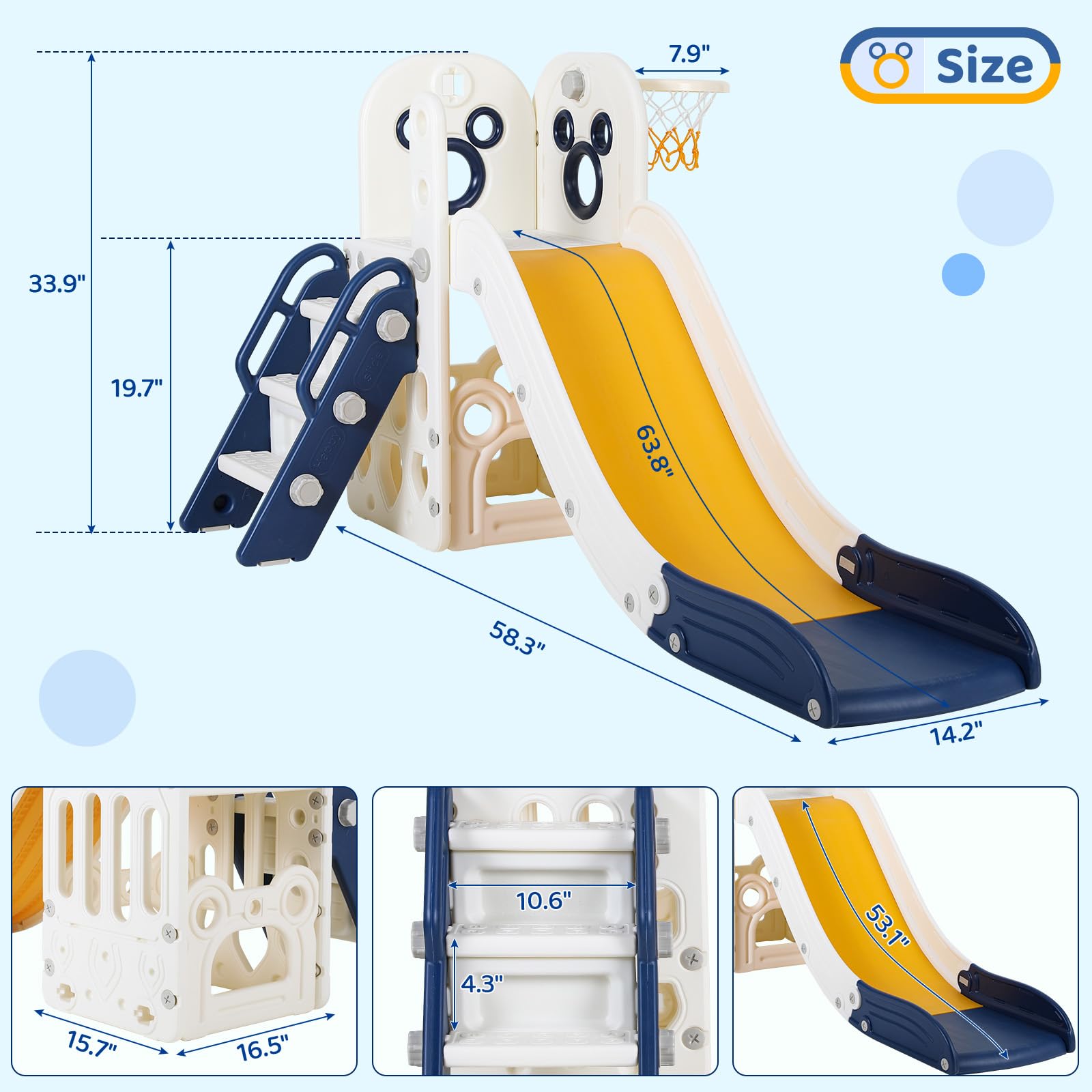 6 in 1幼児用滑り台プレイセット、頑丈なL字型クライマー - Kids Outdoor Playset のレビューと価格