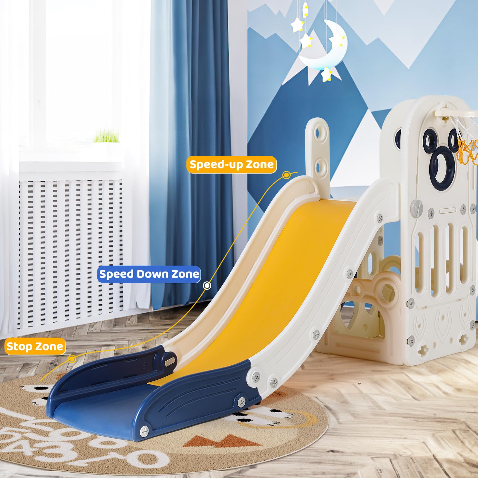6 in 1幼児用滑り台プレイセット、頑丈なL字型クライマー - Kids Outdoor Playset のレビューと価格