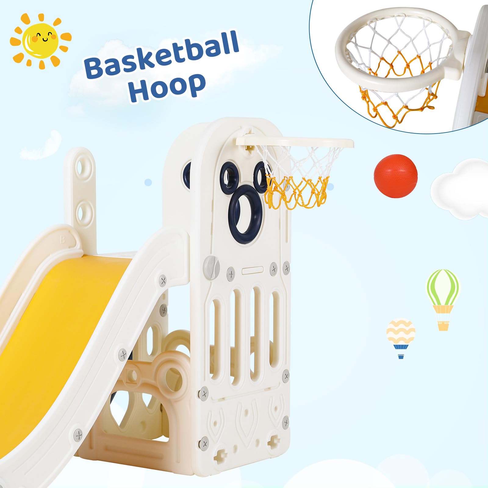 6 in 1幼児用滑り台プレイセット、頑丈なL字型クライマー - Kids Outdoor Playset のレビューと価格