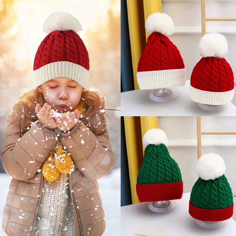 クリスマス、サンタ、新年の帽子、屋外用冬用暖かい手編みビーニ - Kids Outdoor Xmas Gifts のレビューと価格