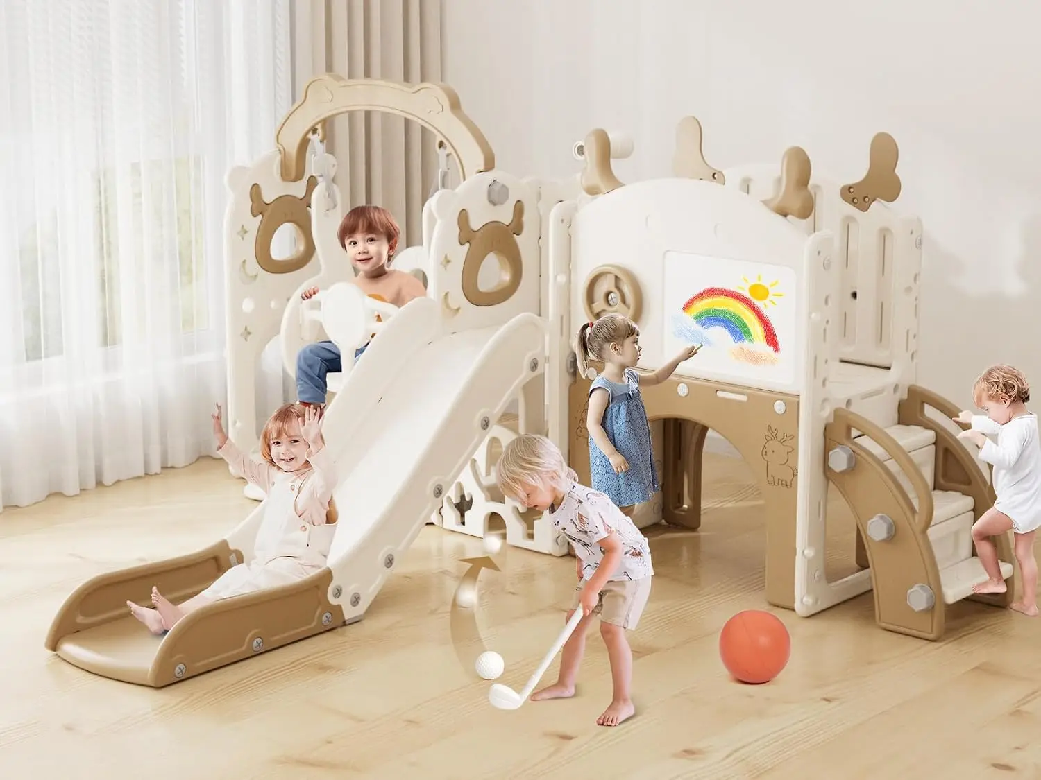13-in-1幼児用スライド＆スイングセット、1歳以上のお子 - Kids Outdoor Swing And Slide のレビューと価格