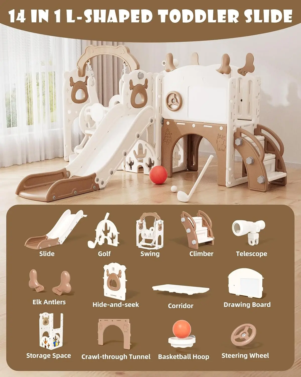 13-in-1幼児用スライド＆スイングセット、1歳以上のお子 - Kids Outdoor Swing And Slide のレビューと価格