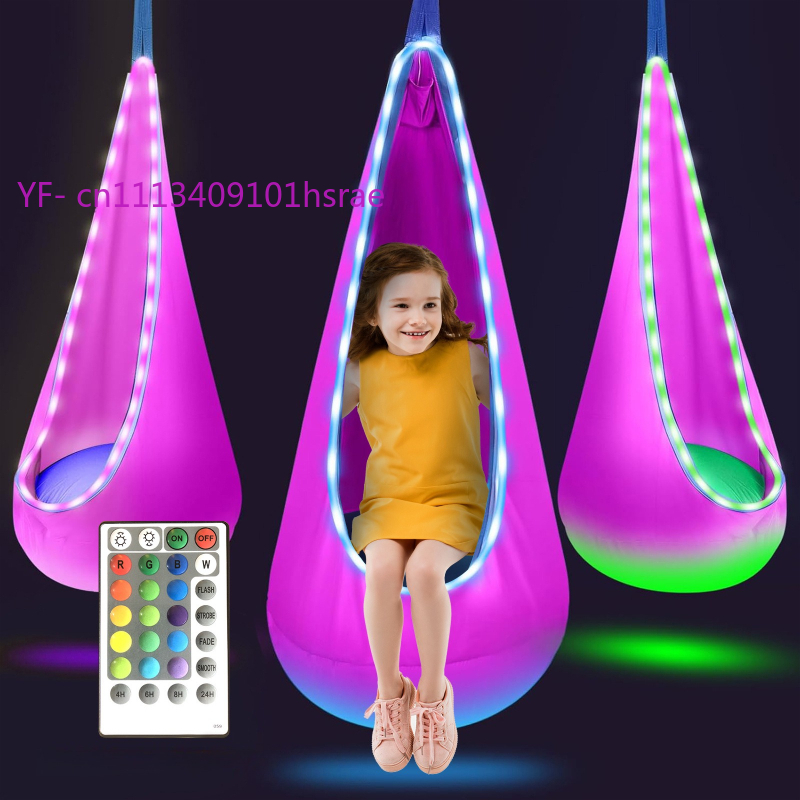 光るLEDインフレータブルハンモック ポータブルプラッシュハ - Kids Outdoor Hammock Swing のレビューと価格