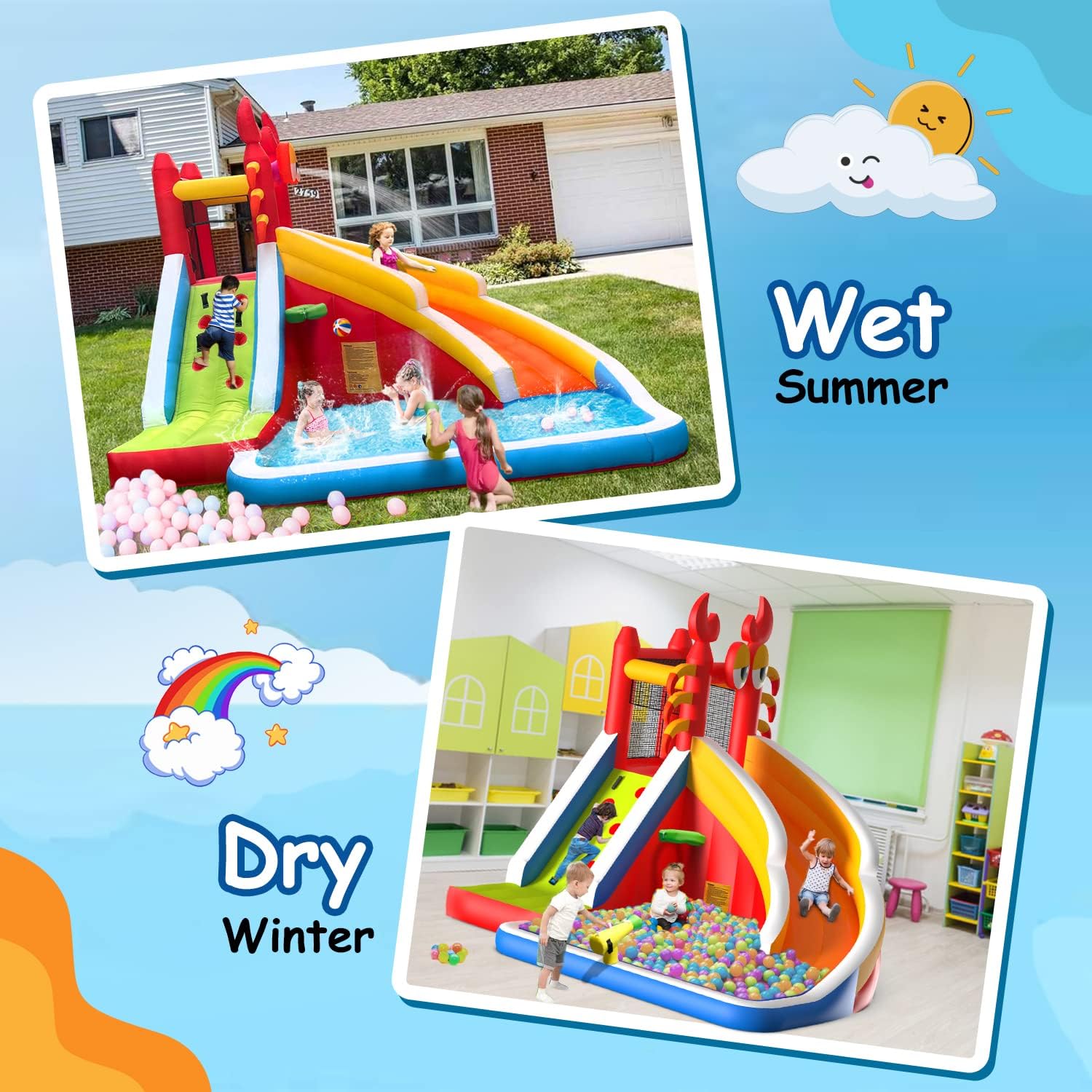 子供用大型インフレータブルバウンスハウス（ウォータースライダ - Kids Outdoor Climbing のレビューと価格