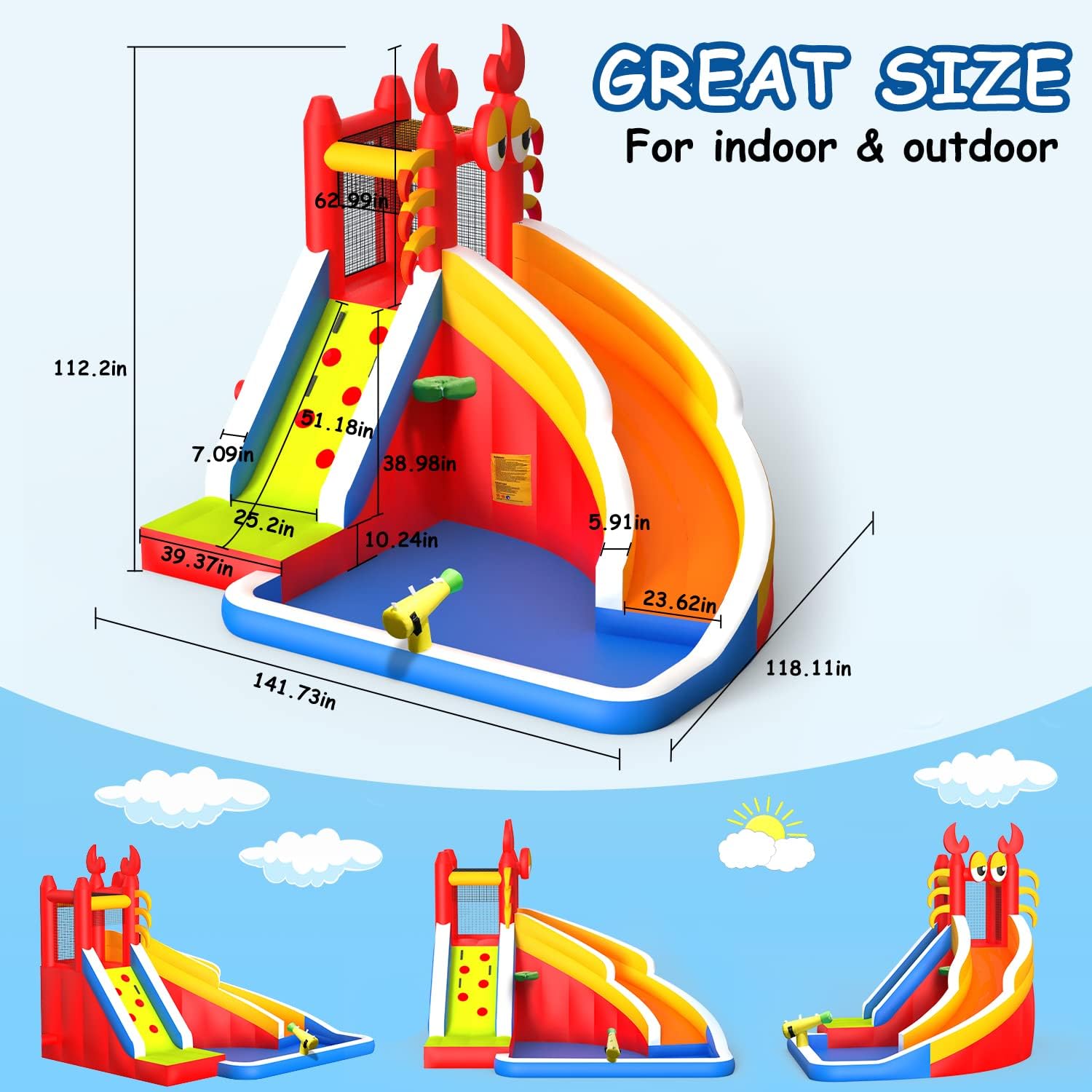 子供用大型インフレータブルバウンスハウス（ウォータースライダ - Kids Outdoor Climbing のレビューと価格