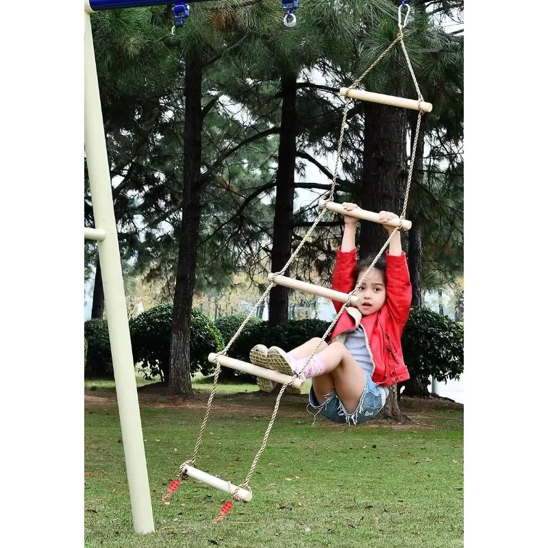 子供用木製ロープはしご、キッズスイング、屋内外兼用ゲームおも - Kids Outdoor Swing And Slide のレビューと価格