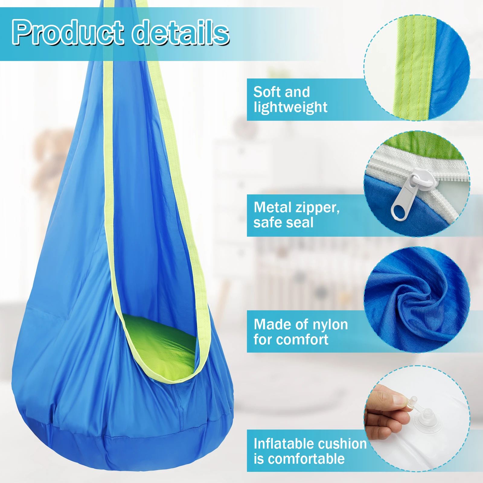 チェアセンサリースイングチェア キッズポッドスイングシート  - Kids Outdoor Hammock Swing のレビューと価格