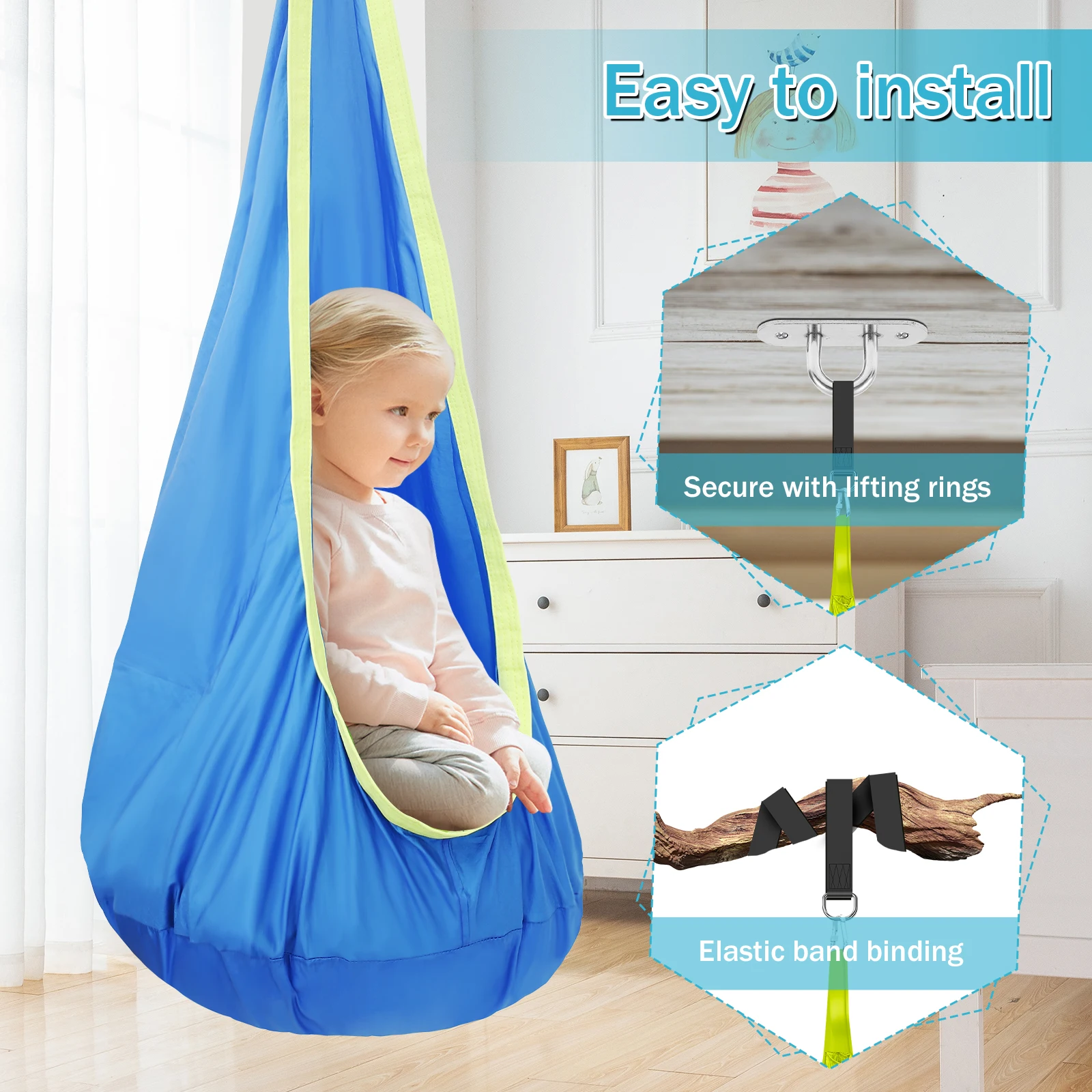 チェアセンサリースイングチェア キッズポッドスイングシート  - Kids Outdoor Hammock Swing のレビューと価格