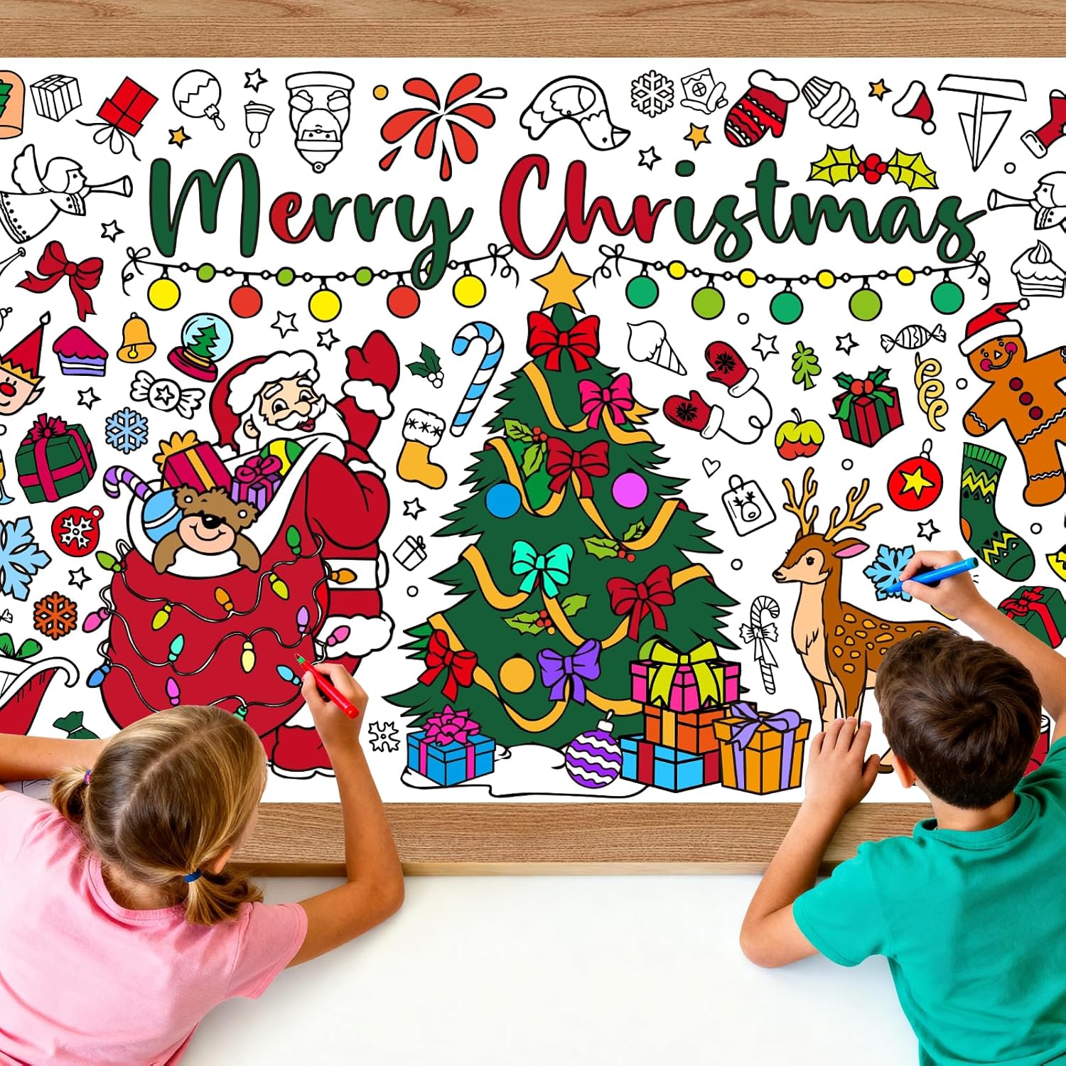 クリスマス巨大塗り絵ポスター テーブルクロス 子供用塗り絵テ - Kids Outdoor Xmas Gifts のレビューと価格