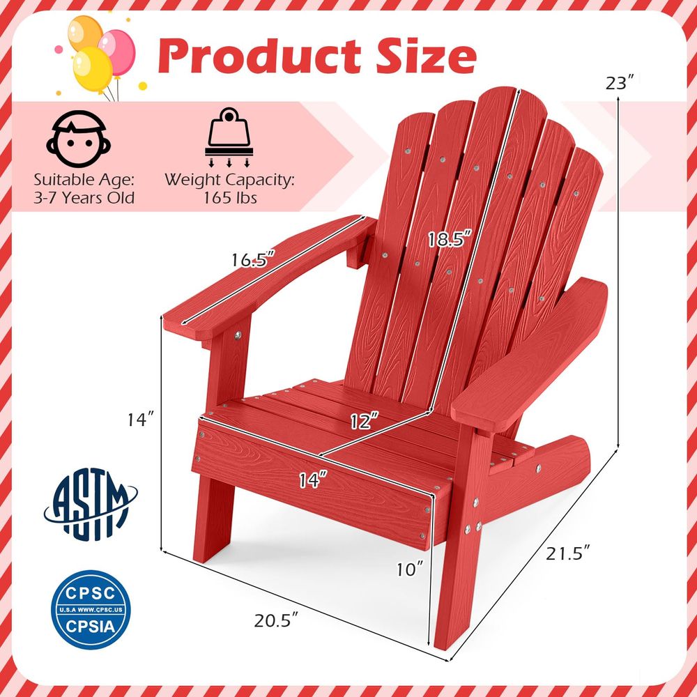 キッズアディロンダックチェア、オールウェザーハイプス幼児用ア - Kids Outdoor Adirondack Chair のレビューと価格