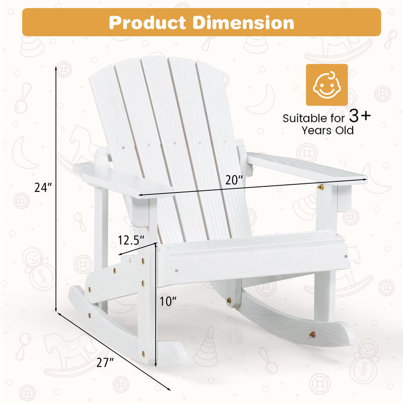 屋外用木製子供用アディロンダックロッキングチェア（スラットシ - Kids Outdoor Adirondack Chair のレビューと価格