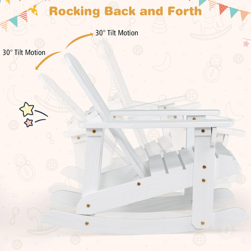 屋外用木製子供用アディロンダックロッキングチェア（スラットシ - Kids Outdoor Adirondack Chair のレビューと価格