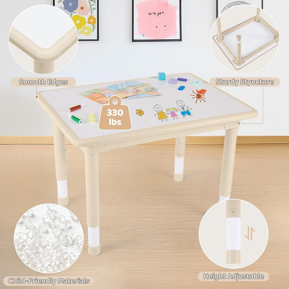 キッズテーブルと椅子4脚セット、高さ調節可能（17.7インチ - Kids Outdoor Table And Chairs のレビューと価格