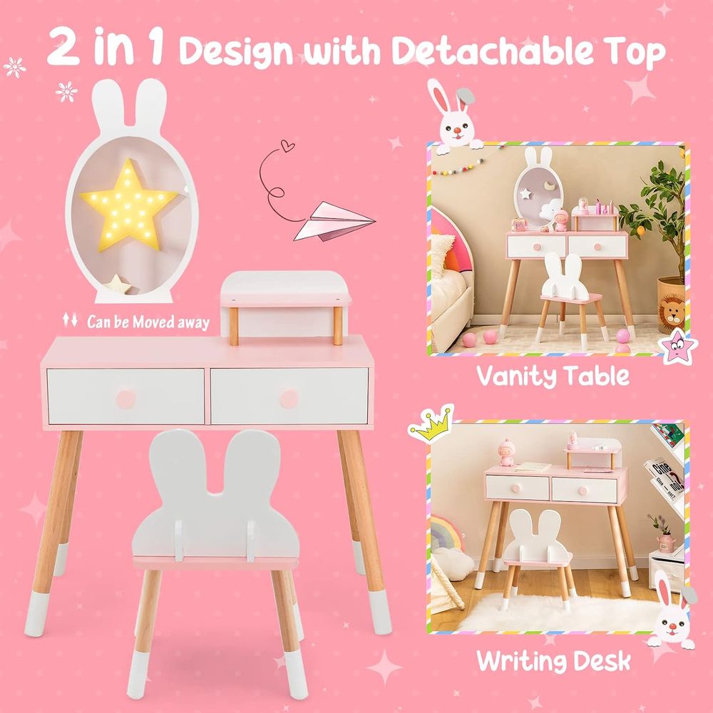キッズバニティセット、女の子用バニティセット（鏡とスツール付 - Kids Outdoor Table And Chairs のレビューと価格