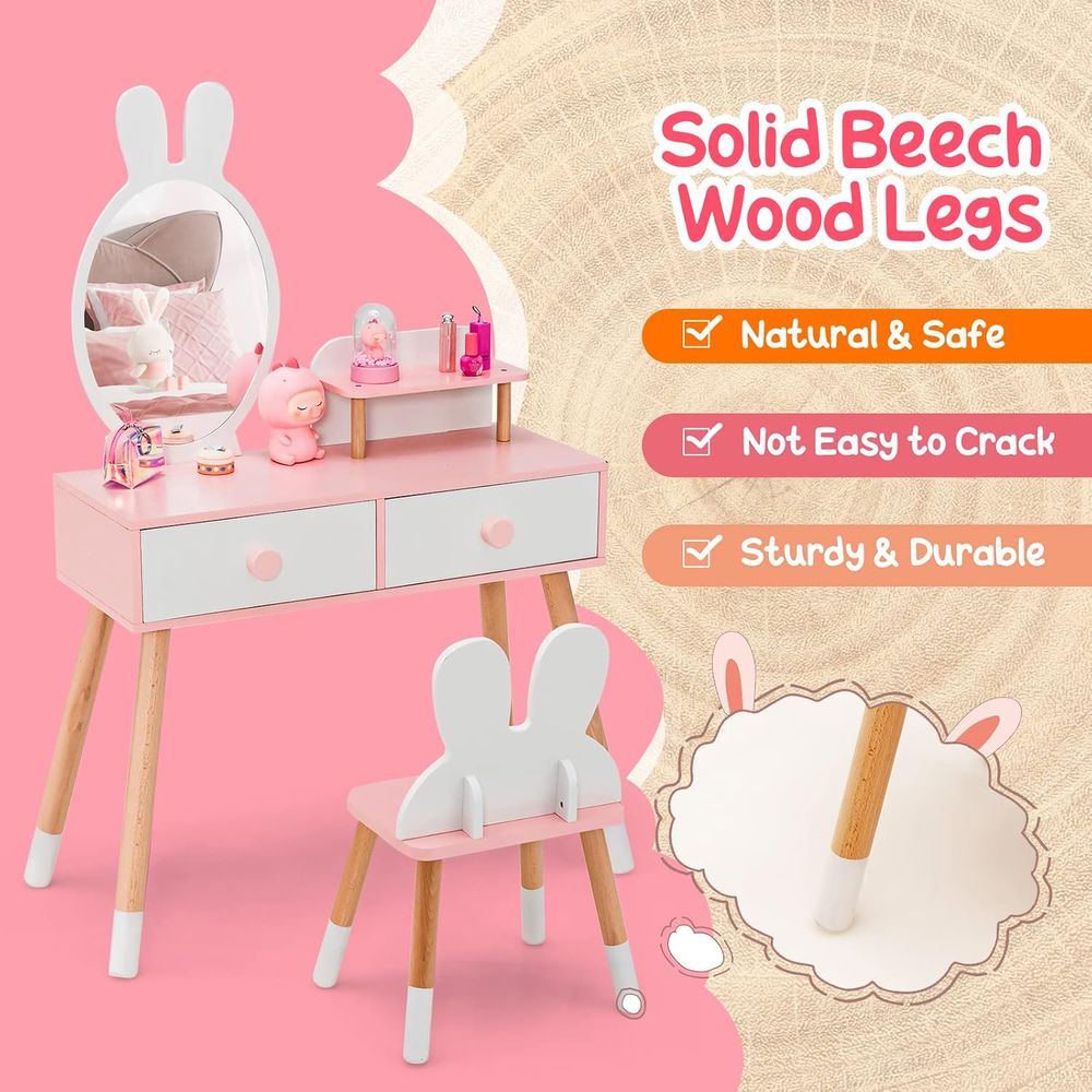 キッズバニティセット、女の子用バニティセット（鏡とスツール付 - Kids Outdoor Table And Chairs のレビューと価格